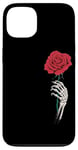 Coque pour iPhone 13 Main squelette rose rouge fleur esthétique fleur rouge Saint-Valentin