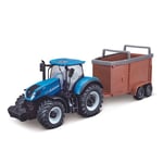 TRATTORE NEW HOLLAND T7.315 HD TRASPORTO CAVALLI cm 24 Burago Modellino