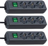 Power strip ECO-Line Brennenstuhl 3m black 3 pack