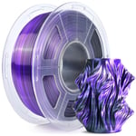 Silk PLA Plus Filament d'imprimante 3D, filament PLA+ brillant bicolore 1.75 mm, 360° dévoile des couleurs variées, précision dimensionnelle +/- 0.02mm, bobine de 1kg (2.2lb), Soie Noir Violet