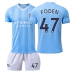 23-24 Manchester City Home Vuxna fotbollskläder för barn nr 47 Phil Foden No. 47 Phil Foden S