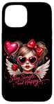 Coque pour iPhone 15 Ailes d'ange « Stay Single And Happy Heart »