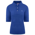 Lacoste Short Sleeve Collared Blue Womens Polo Shirt PF5381_EUY Cotton - Size Small