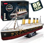 Cubicfun 3D Titanic Ship Puzzle with LED Lights – 266 Pieces Jigsaw Model Kit