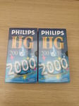 2 x Phillips HG 200 / 2000 VHS Blank Video Tapes 3 1/3 hour  New 