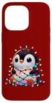 iPhone 14 Pro Max Christmas Penguin with Light Strings Clumsy Cute Entangled Case