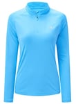 donhobo Women's Activewear Running Long Sleeve Tops,Women's Rash Guards Vest,UPF 50+ Sun Protection Swimsuit Quick Dry Outdoor T-Shirt Middle Blue XXL