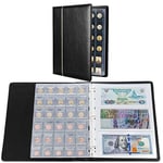 Kyrio Coin Collection Album Coin Holder Book Coin Storage Book Money Penny Pocket for Collectors (Black, Pocket Size 3.7 * 4cm/1.4x 1.6 in)