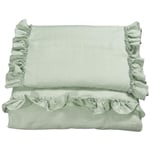 Sengesett, NG Baby, Lin Ruffle, Sage Green, 65*80/35*40cm