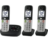 PANASONIC KX-TGU433EB Cordless Phone - Triple Handsets, Silver & Black, Black,Silver/Grey