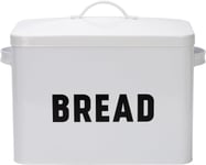 simpa Classic Vintage Inspired Large White Metal Bread Bin