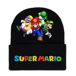 Super Mario Bros Tryckt Stickad Mössa för Män Kvinnor Unisex Vinter Varma Manschett Mössa C