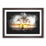 Big Box Art Sunlight Through The Oak Tree Paint Splash Framed Wall Art Picture Print Ready to Hang, Walnut A2 (62 x 45 cm)