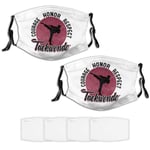 Nuberyl Training Taekwondo 2 Piece Face Masks Set Plus 4 Replaceable Air Filters Washable Reusable Black Cloth Scarf Balaclava Bandanas Women Men Adults