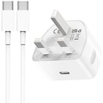 iPhone 15/15 Pro/15 Pro Max USB C Charger, Type C to C 2M Cable and 20W Fast Charging Plug for iPad Pro 12.9/11 1Gen and up, iPad Air 5th/4th, 2022 iPad 10th Mini 6th, Pixel UK Wall PD Power Adapter