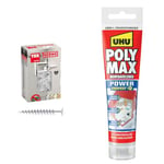 TOX Chevilles pour isolation thermique - 85 mm - Chevilles sans pré-perçage - 50 chevilles & UHU Colle de montage Poly Max Transparent Express, 115 g en tube 47845