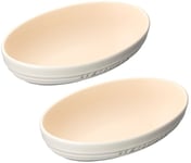 Le Creuset Oval Bowl 910347-23-296 Set of 2 White Raster Microwave & Oven Safe