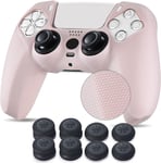 Grip Texture Silicone Peau Coques Skin Pour Manette Ps5 Dualsense X 1 (Champagne Gold) Avec Pro Thumb Grips Prises De Pouce X 8