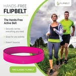 FlipBelt Classic Running Belt for Phone and Small Accessories, Exercise Waist Pouch for Women and Men, XL, Hot Pink