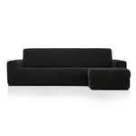 MAXIFUNDAS FUNDAS DE SOFA & CHAISE LONGUE. Housse de canapé d'angle Super élastique avec accoudoir Droit Court (regardant de Face), Noire, Super élastique pour canapé d'angle