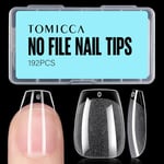 TOMICCA Cercueil Court Capsule Americaine Ongle-Pose Americaine Ongle, Capsules Ongles-Faux Ongles en Gel Couverture Complète-192 Pièces 12 Tailles