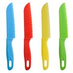 Plastic Kid Kitchen Knife Set,4 Pack Child Safety Knife Children's Safe Cooking Knives Nylon Knife for Bread Fruit Lettuce Salad BPA-Free