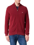 GANT Men's Cotton Pique Zip Cardigan Cardigan Sweater , Plumped Red,XS