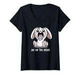 Womens Funny Anxiety Gifts, Me on the Inside, Bunny Sarcastic Joke V-Neck T-Shirt