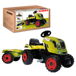 Smoby Claas Farmer Pedal Ride On Tractor and Trailer | Colourful Kids Ride on Digger with Detachable Trailer, Openable Bonnet and Horn | Ages 3+ |, Claas Pedal Ride on Tractor