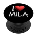I Love Mila Nom personnalisé Fille Femme Amie Cœur PopSockets PopGrip Interchangeable
