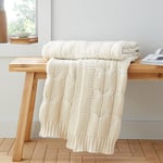 Catherine Lansfield Chunky Marl Knit Cosy, 130x170 cm, Blanket Throw, Cream