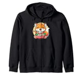 Cute Fox Eating Ramen Bowl Foxes Japanese Food Noodles Zip Hoodie