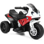 Bmw Moto Electrique pour Enfants 6 v 4Ah 1 Place, Moto à 3 Roues 3 Km/h avec Phare Lumineux, Musiques, pour Enfant 18-36 Mois Rouge - Costway