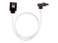 Corsair Premium Sleeved - Sata-Kabel - Serial Ata 150/300/600 - Sata (Hann) Rett, Låst Til Sata (Hann) Høyrevinklet - 30 Cm - Hvit (En Pakke 2)