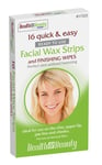 16 Facial Wax Strips & Finishing Wipes Face Bikini Chin Waxing Lip Hair Removal