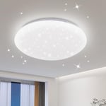 Kowanie Plafonnier LED Chambre à coucher - Ø25cm Lampe de chambre à coucher Ciel étoilé Blanc froid 12W 6000K Eclairage de plafond Petit rond Lampe de chambre d'enfants pour cuisine