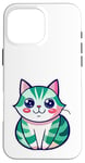 Coque pour iPhone 16 Pro Max Joli chat japonais, t-shirt japonais, chat manga