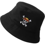 One Piece Bucket Hat Sommar Anime Cap Rese Strand Solhatt (svart)