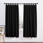 PONY DANCE Double Rideaux Salon - Double Panneaux de Rideaux Thermiques Occultants Lumineux Bloquer Décoration de Fenêtre Anti-Bruit pour Chambre, L 140 x H 175 cm, Noir, Lot de 2