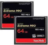 2x Sandisk Extreme Pro CF 64GB Memory Card UDMA 7 160MB/s (SDCFXPS-064G-A46)