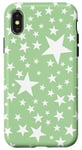 Coque pour iPhone X/XS Blanc et vert menthe, étoiles