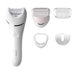 Philips Series 8000 Epilator, Wet and Dry Cordless Hair Removal for Legs and Body with 5 Accessories, Including Shaver Head - BRE710/01