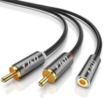 Câble RCA Jack, Câble Adaptateur Cinch Audio Stéréo Plaqué Or de 3.5mm Femelle à 2 RCA Mâle Compatible avec HiFi Barre de Son Home Cinéma Enceinte, 1.2m