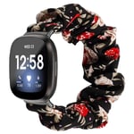 Chofit Straps Compatible with Fitbit Versa 3 Strap, Scrunchies Band Chiffon Satin Wristband Women Bracelet for Fitbit Sense/Versa 3 Smartwatch (Small, Black+Red)