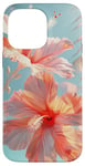 iPhone 14 Pro Max Palm Tree Hibiscus Sunset on the Beach Light Blue Case