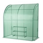 Serre de jardin adossée en pe 198,5 x 98 x 215 cm avec étagère à plantes 3 niveaux 2 portes zippées imperméable cadre en acier pour semis et pot vert