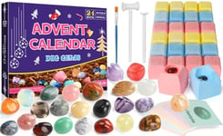 RAMXCION Crystal Advent Calendar 2024 for Kids,24 Days Natural Crystals Minerals Fossils Advent Calendar Gemstone Christmas Countdown Calendar Enthusiasts Rock Collection Girls Boys Women Men Adult