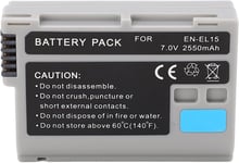 Batterie de Remplacement pour Appareil Photo, 7.0V 2550mAh en EL 15a Batterie pour D7500 D7200 D7100 D7000 D850 D750 D500 D810a D810 D800e D800 D610 D600