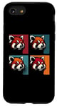 Coque pour iPhone SE (2020) / 7 / 8 Red Panda Pop Art – Vintage coloré mignon panda rouge amoureux