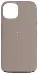 Coque pour iPhone 13 Simple Cross Christian Earthy Boho Minimaliste Beige Taupe